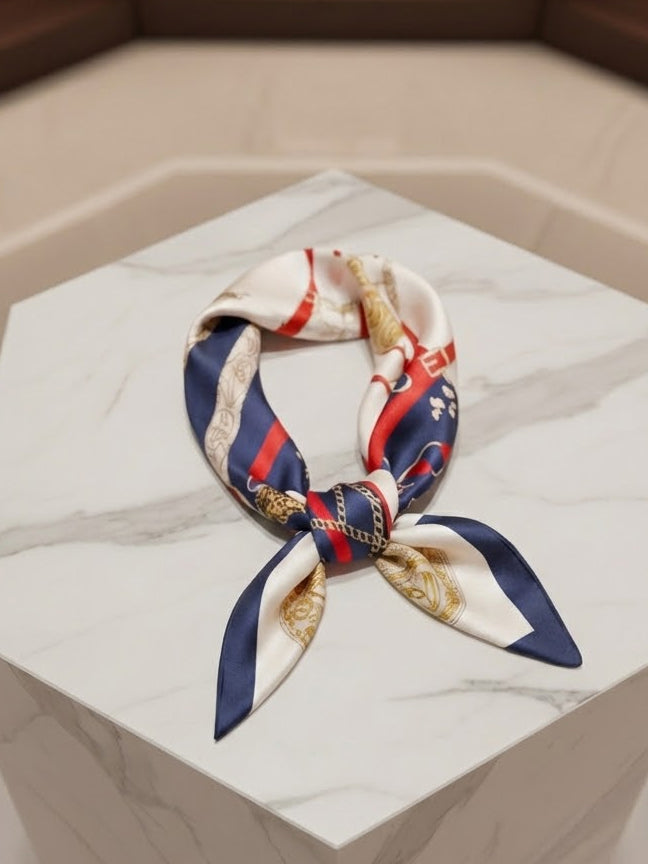 Carré de Satin Satiné Imprimé Luxe – Foulard Élégant 70x70 cm